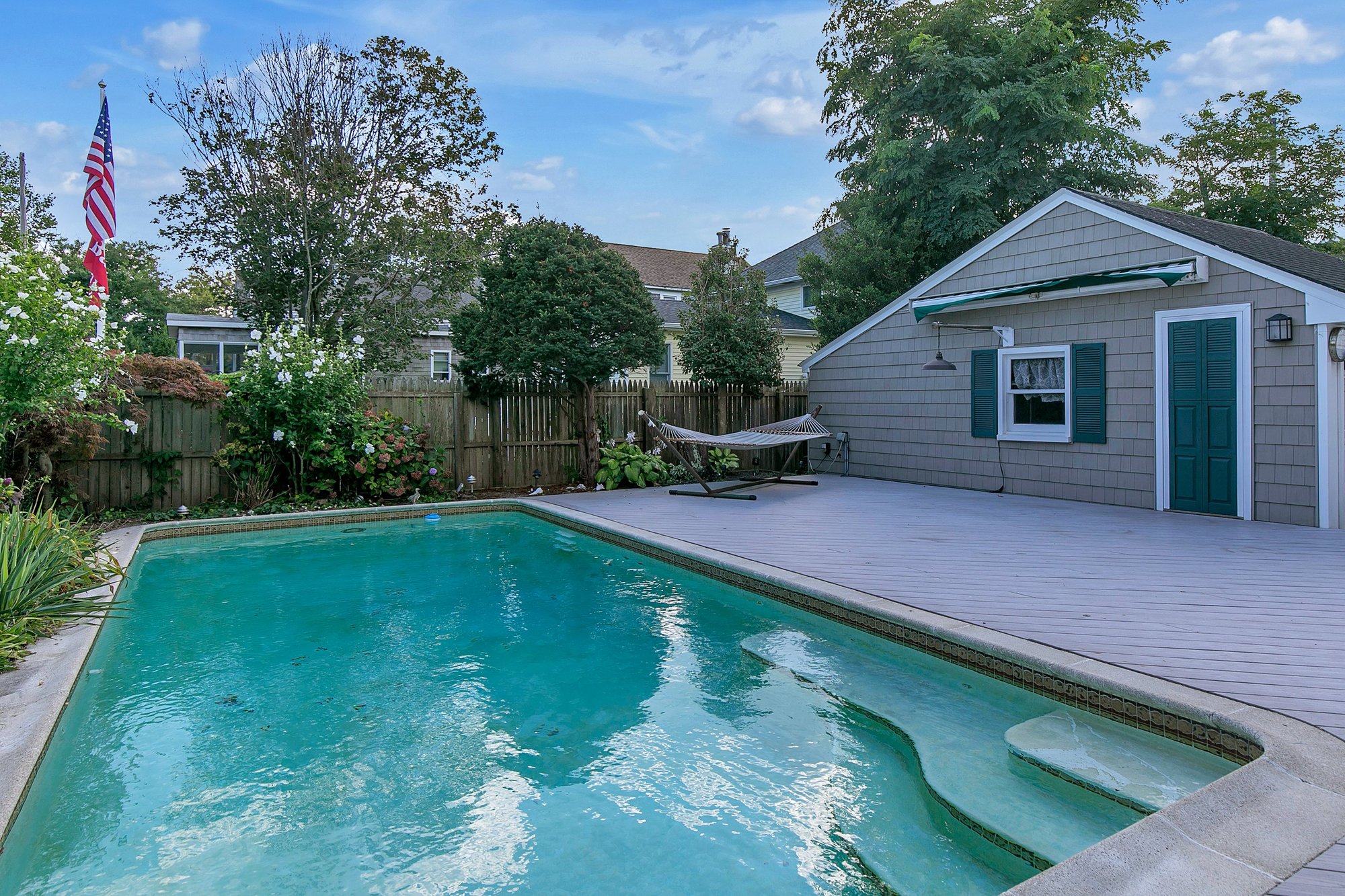 back yard with pool , Bay Head, New Jersey 