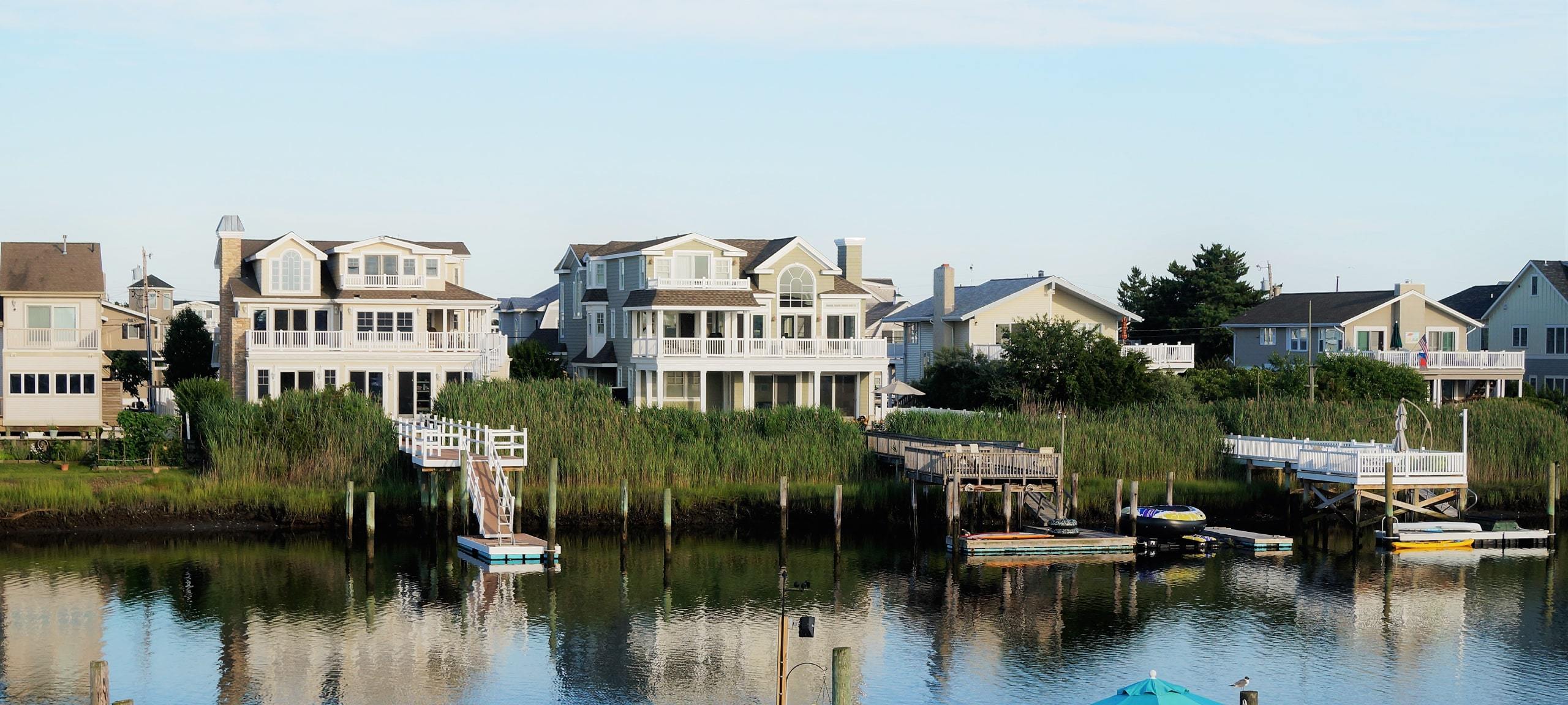 Luxury homes in the Jersey Shore area, located right on the waterfront