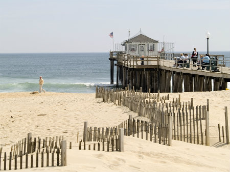 Fence and boardwalk right on a Jersey Shore beach